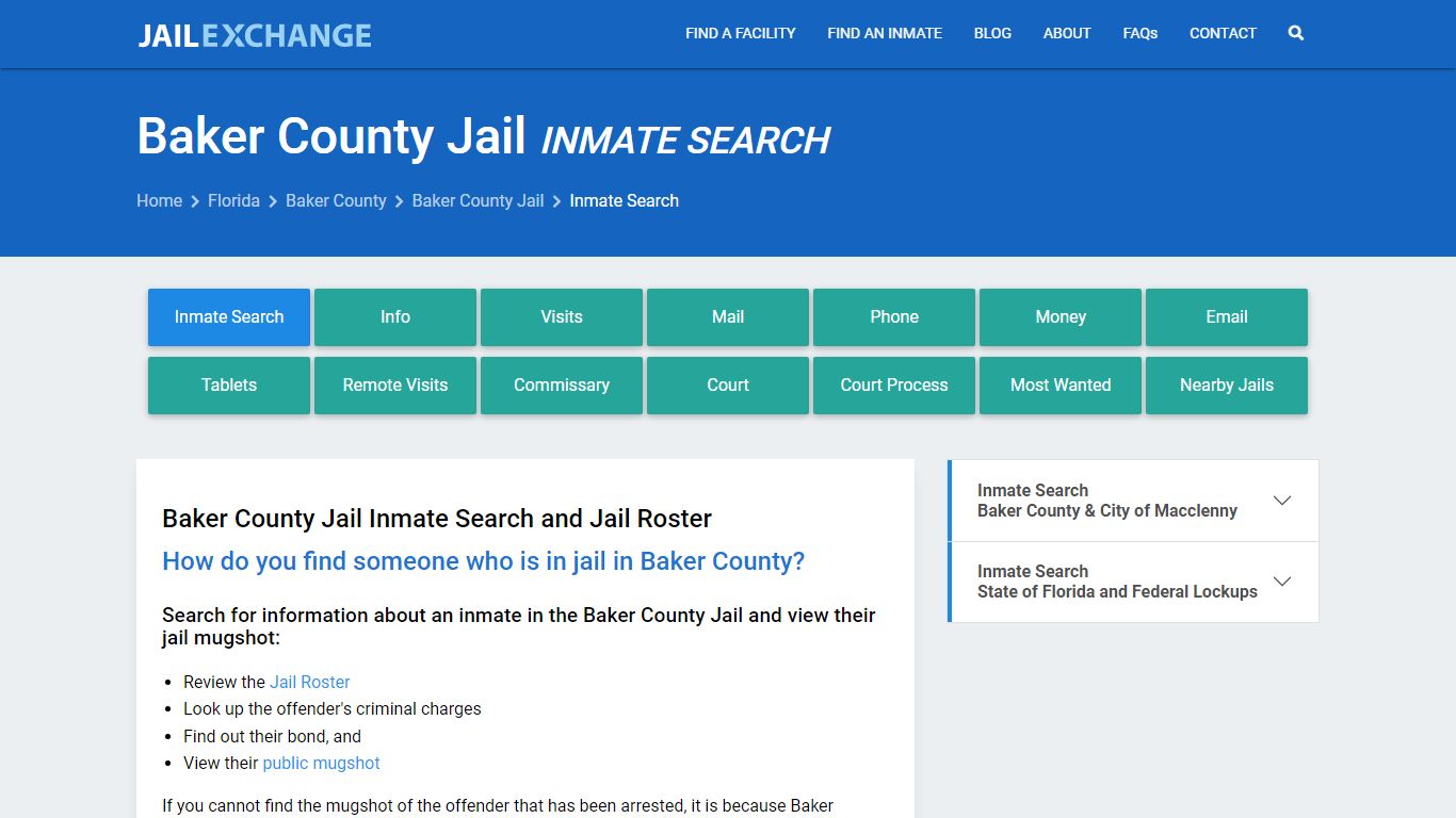 Inmate Search: Roster & Mugshots - Baker County Jail, FL