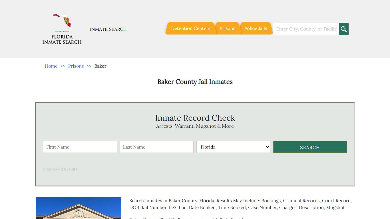 Baker County Jail Inmates | Florida Inmate Search