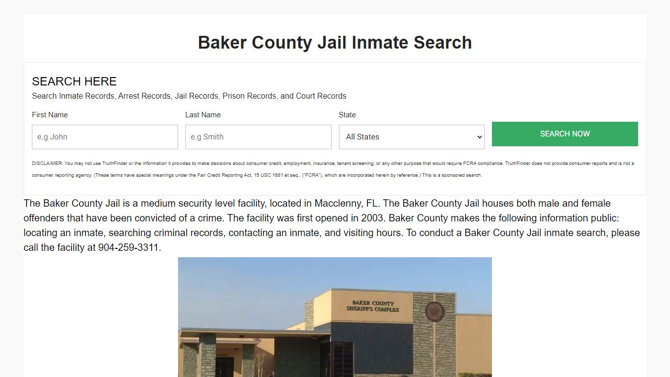 Baker County Jail Inmate Search